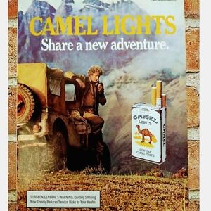 1987 Camel Lights Rugged Man at Jeep in Mountains‎ Vtg Print Ad